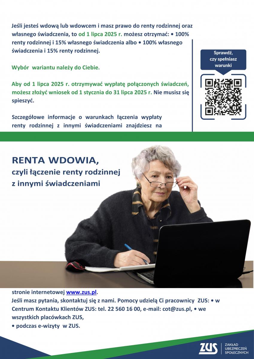 Renta wdowia plakat z kodek QR